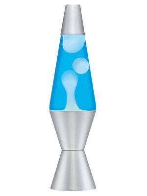 Lava Lamp 14.5" - Silver Base/White Wax/Blue Liquid